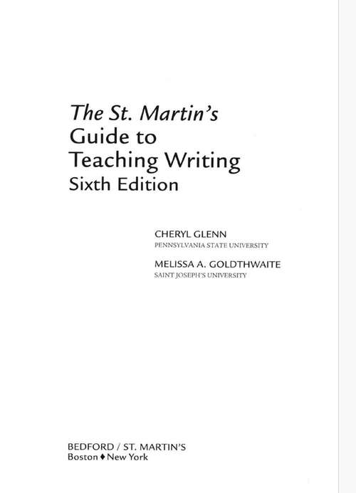 Book cover of The St. Martin's Guide to Teaching Writing (Sixth Edition)