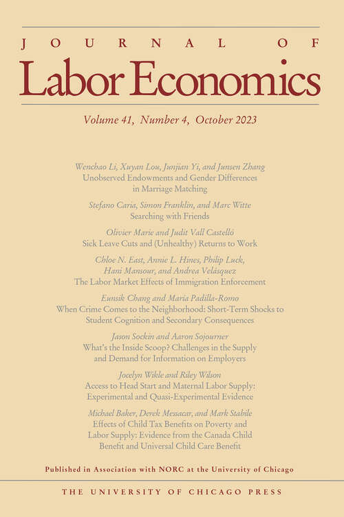 Book cover of Journal of Labor Economics, volume 41 number 4 (October 2023)