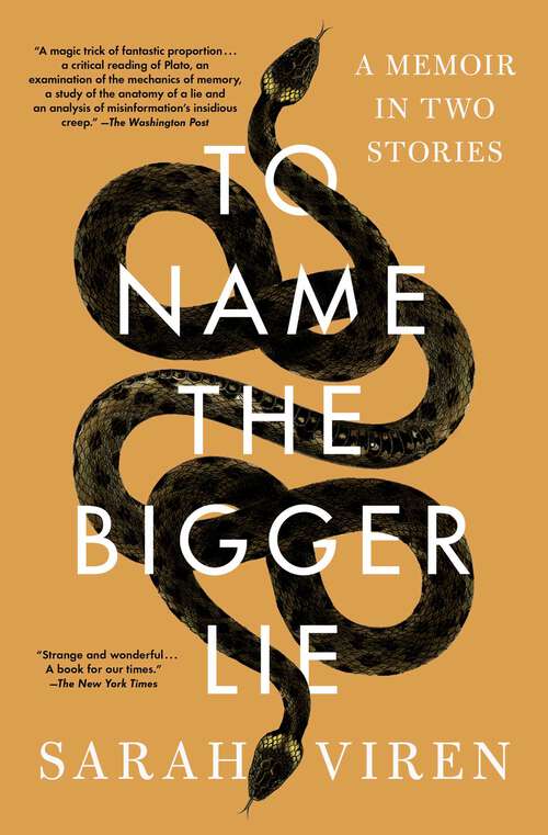 Book cover of To Name the Bigger Lie: A Memoir in Two Stories