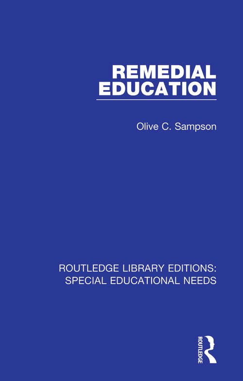 Book cover of Remedial Education (Routledge Library Editions: Special Educational Needs #44)