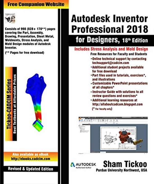 Book cover of Autodesk Inventor Professional 2018 for Designers (Eighteenth Edition)