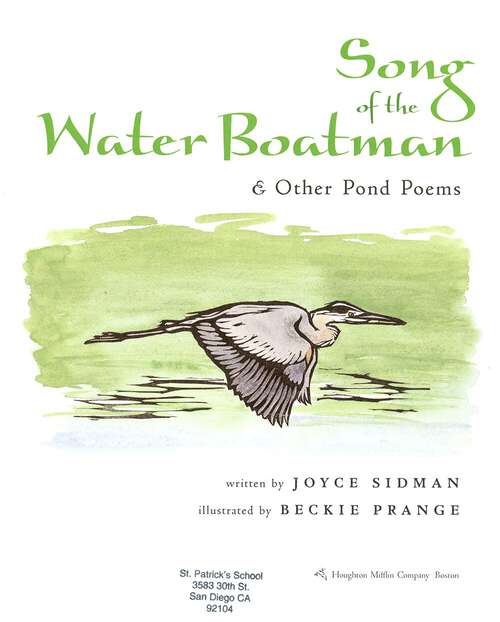 Book cover of Song of the Water Boatman And Other Pond Poems: A Caldecott Honor Award Winner