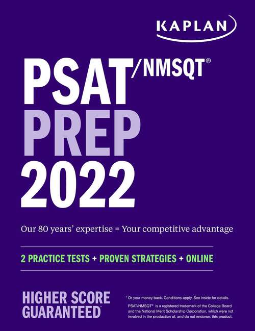 Book cover of PSAT/NMSQT Prep 2022: 2 Practice Tests + Proven Strategies + Online (Kaplan Test Prep)