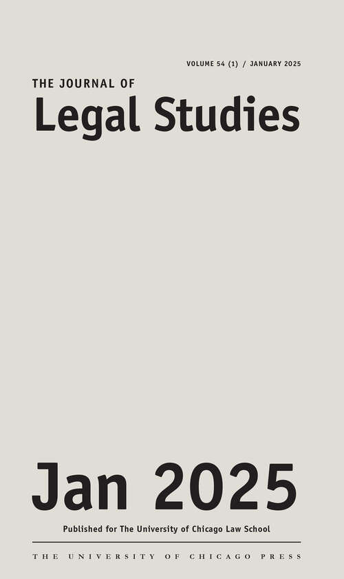 Book cover of The Journal of Legal Studies, volume 54 number 1 (January 2025)