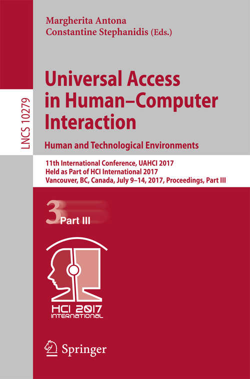 Book cover of Universal Access in Human–Computer Interaction. Human and Technological Environments