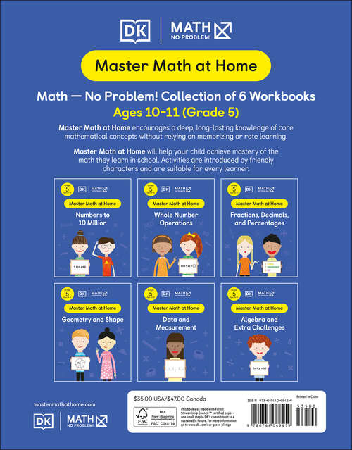 Book cover of Math - No Problem! Collection of 6 Workbooks, Grade 5 Ages 10-11 (Master Math at Home)