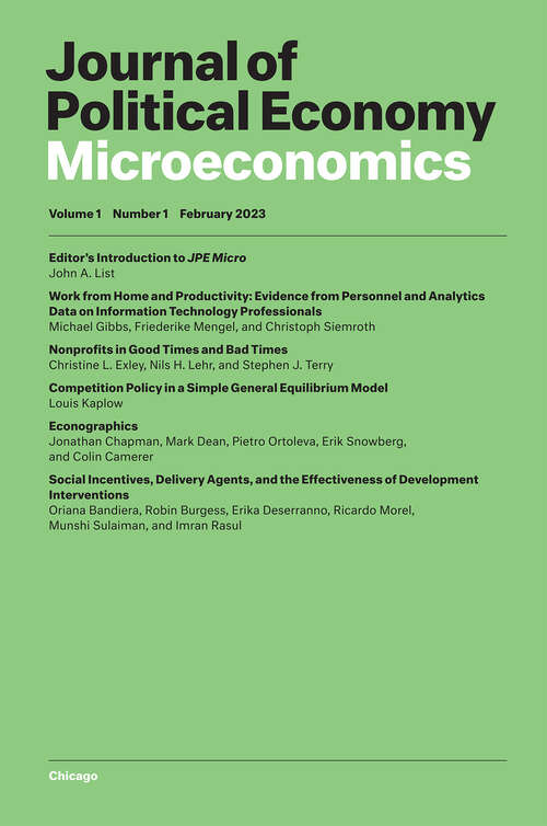 Book cover of Journal of Political Economy Microeconomics, volume 1 number 1 (February 2023)