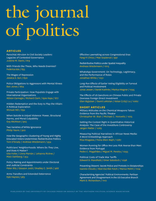 Book cover of The Journal of Politics, volume 86 number 3 (July 2024)