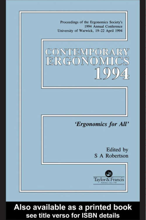 Book cover of Contemporary Ergonomics (Contemporary Ergonomics)