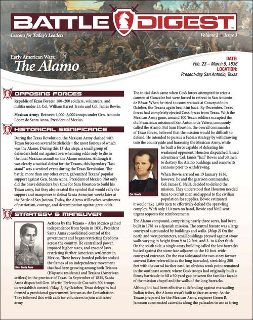 Book cover of Battle Digest: The Alamo (Battle Digest Series)