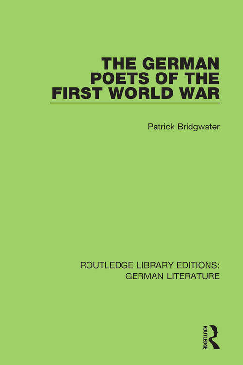 Book cover of The German Poets of the First World War