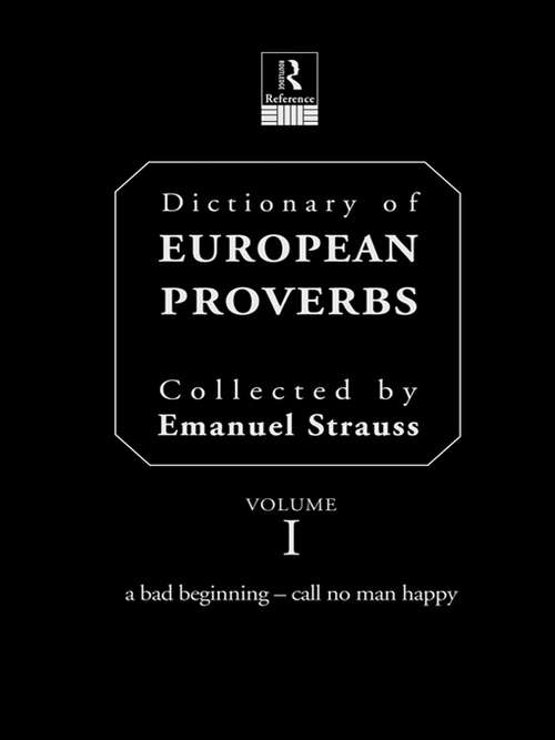 Book cover of Dictionary of European Proverbs