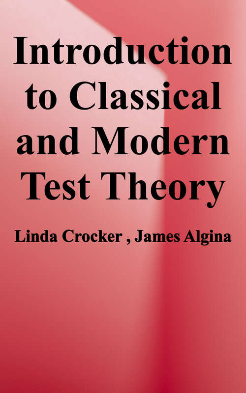 Book cover of Introduction to Classical and Modern Test Theory