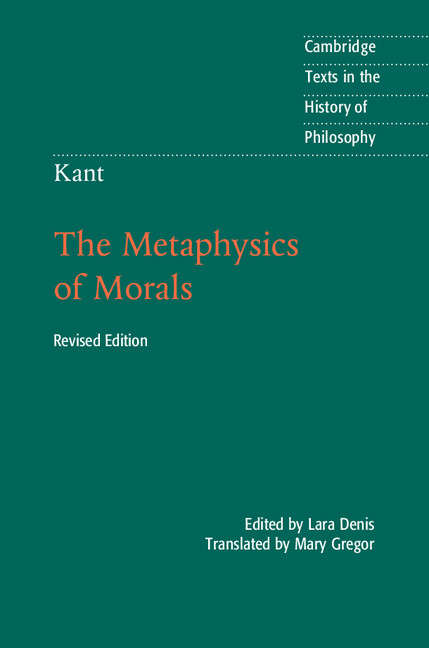 Book cover of Kant: The Metaphysics of Morals (Cambridge Texts in the History of Philosophy)