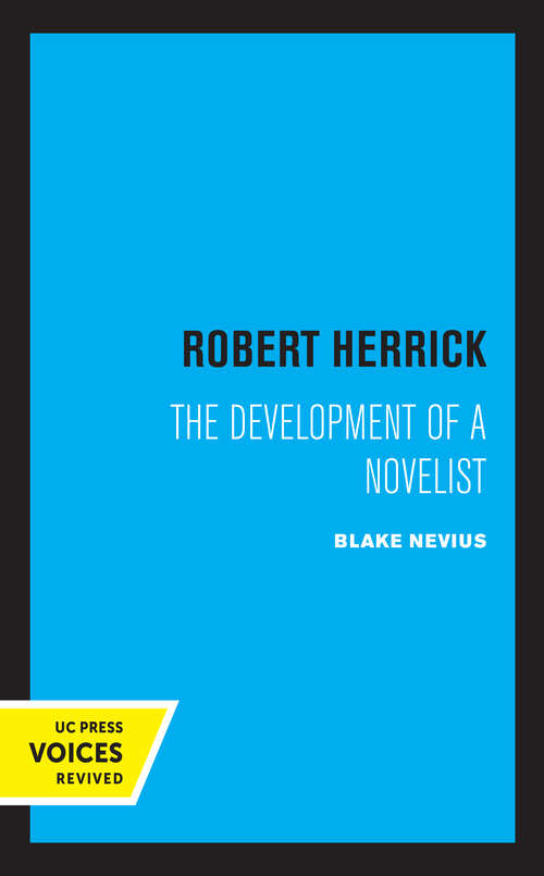Book cover of Robert Herrick: The Development of a Novelist