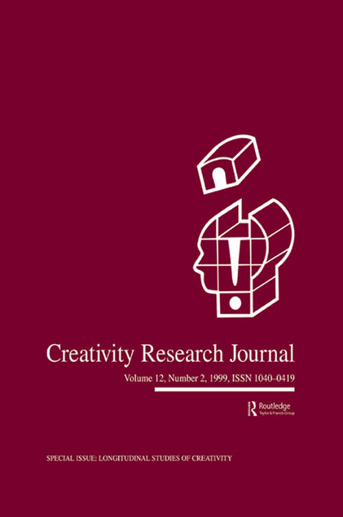 Book cover of Longitudinal Studies of Creativity: A Special Issue of creativity Research Journal