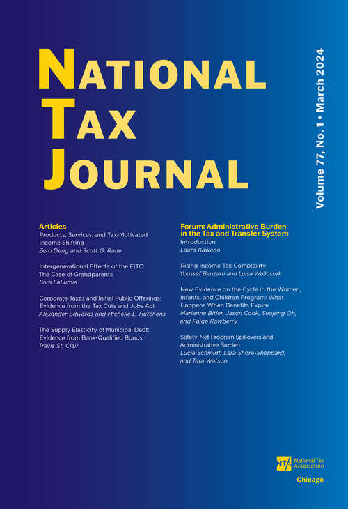 Book cover of National Tax Journal, volume 77 number 1 (March 2024)