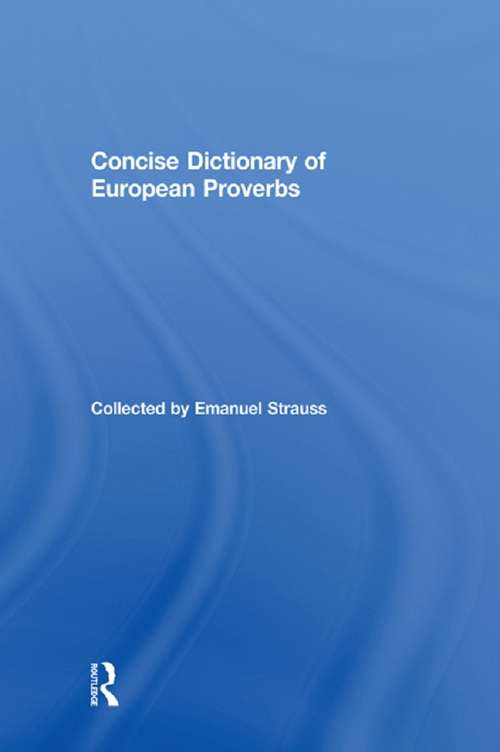 Book cover of Concise Dictionary of European Proverbs