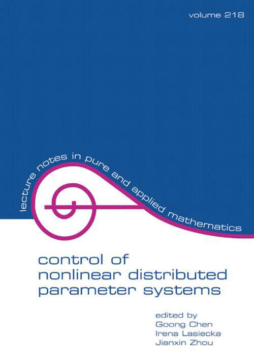 Book cover of Control Of Nonlinear Distributed Parameter Systems (1)