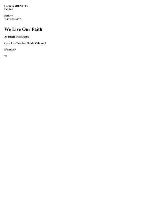 Book cover of We Live Our Faith: As Disciples of Jesus