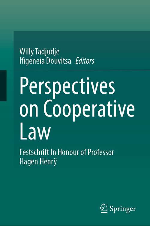 Book cover of Perspectives on Cooperative Law: Festschrift In Honour of Professor Hagen Henrÿ (1st ed. 2022)