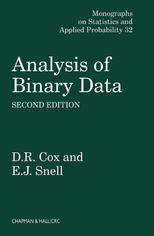 Book cover of Analysis of Binary Data (2) (Chapman And Hall/crc Monographs On Statistics And Applied Probability Ser. #32)