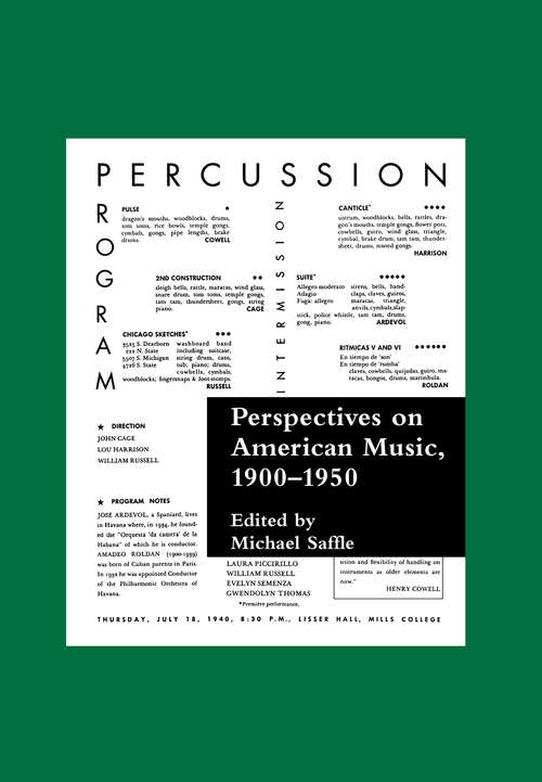 Book cover of Perspectives on American Music, 1900-1950 (Essays in American Music #3)