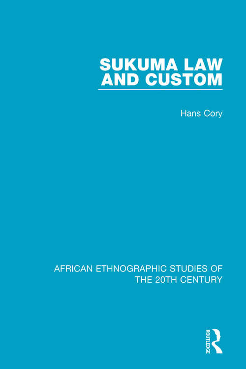 Book cover of Sukuma Law and Custom