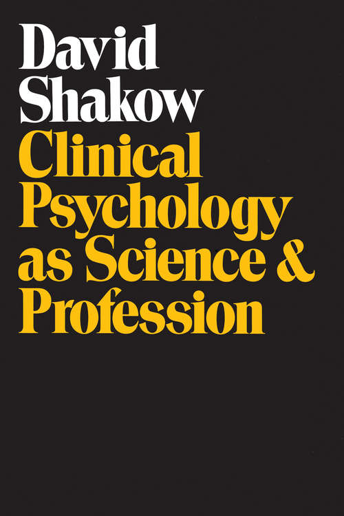 Book cover of Clinical Psychology as Science and Profession