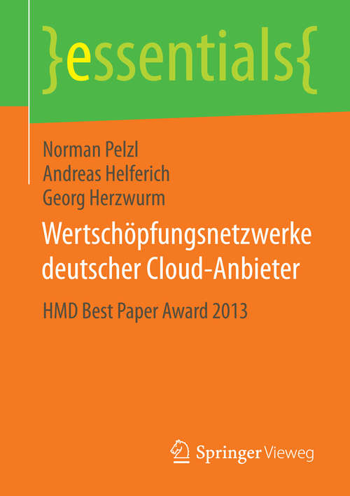 Book cover of Wertschöpfungsnetzwerke deutscher Cloud-Anbieter: HMD Best Paper Award 2013 (essentials)