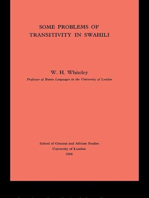 Book cover of Some Problems of Transitivity in Swahili