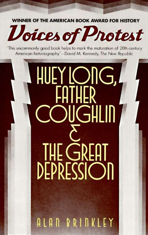Book cover of Voices of Protest: Huey Long, Father Coughlin, and the Great Depression