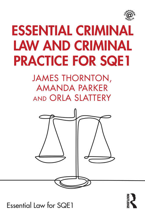 Book cover of Essential Criminal Law and Criminal Practice for SQE1 (Essential Law for SQE1)