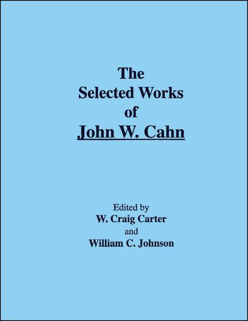 Book cover of The Selected Works of John W. Cahn