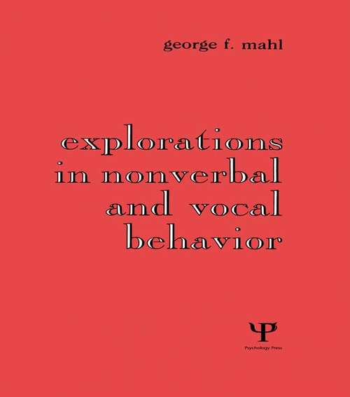 Book cover of Explorations in Nonverbal and Vocal Behavior
