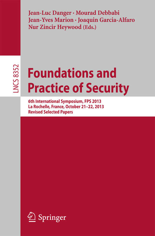 Book cover of Foundations and Practice of Security