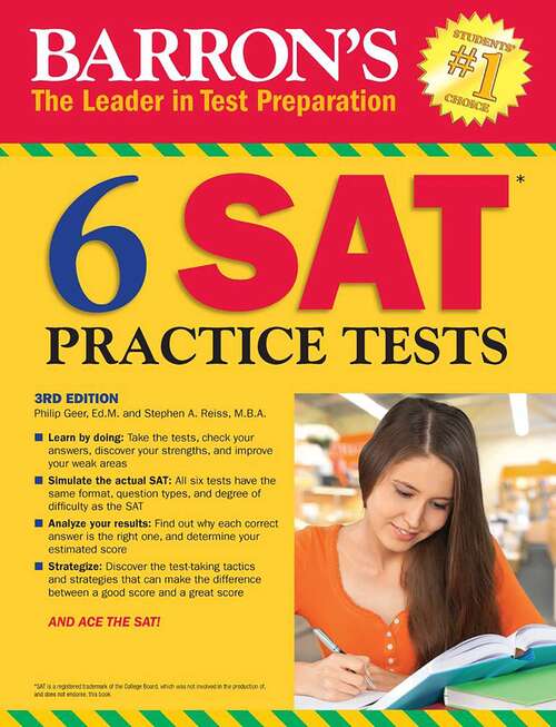 Book cover of 6 SAT Practice Tests (Third Edition) (Barron's Test Prep)