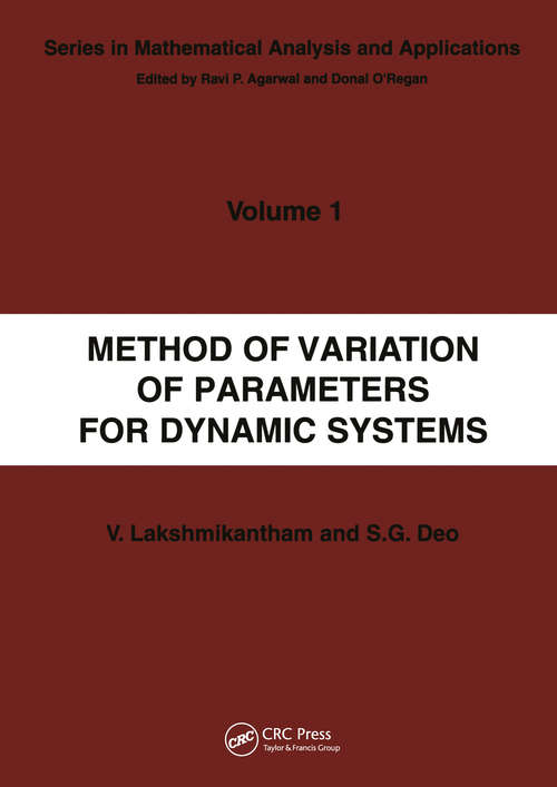 Book cover of Method of Variation of Parameters for Dynamic Systems