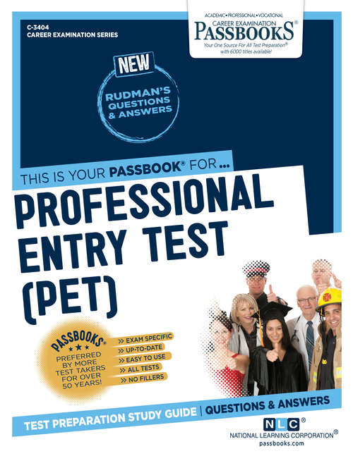 Book cover of Professional Entry Test (PET): Passbooks Study Guide (Career Examination Series)