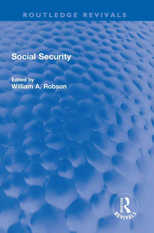 Book cover of Social Security (Routledge Revivals)