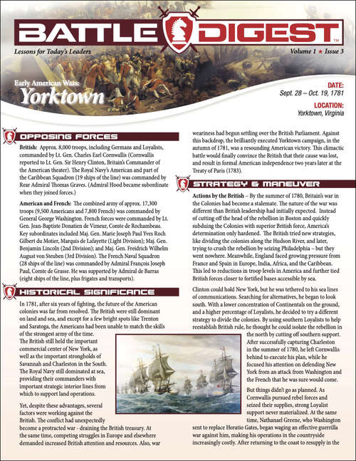 Book cover of Battle Digest: Yorktown (Battle Digest Series)