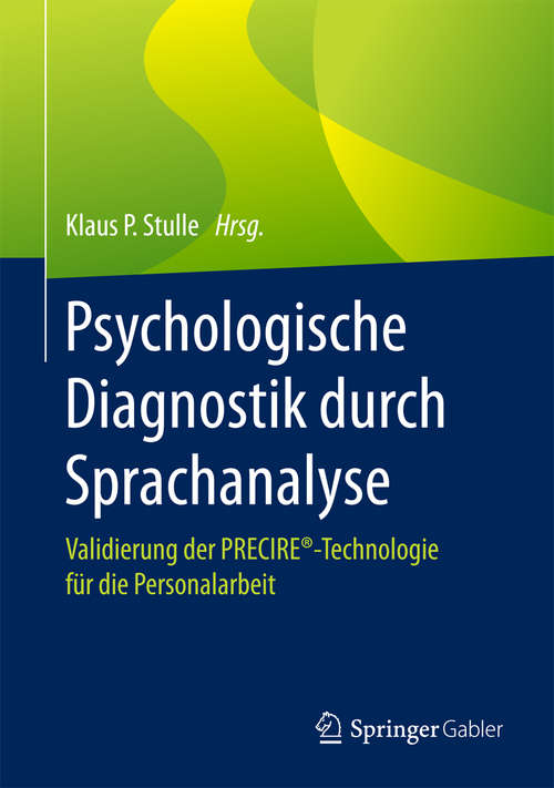 Book cover of Psychologische Diagnostik durch Sprachanalyse