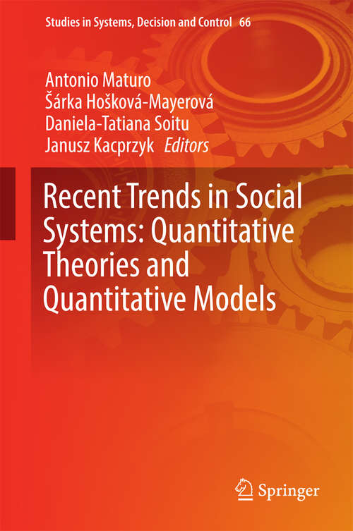 Book cover of Recent Trends in Social Systems: Quantitative Theories and Quantitative Models