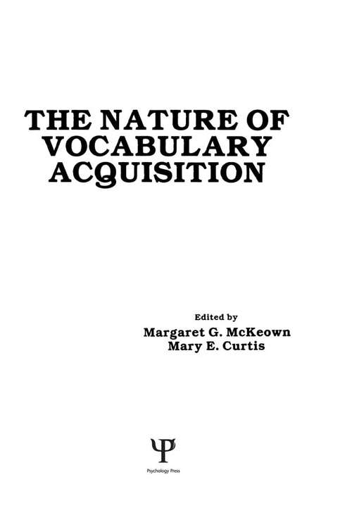 Book cover of The Nature of Vocabulary Acquisition