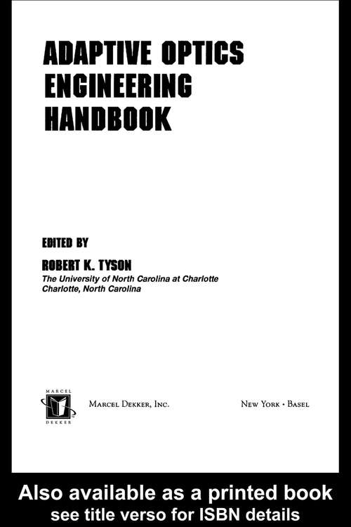 Book cover of Adaptive Optics Engineering Handbook