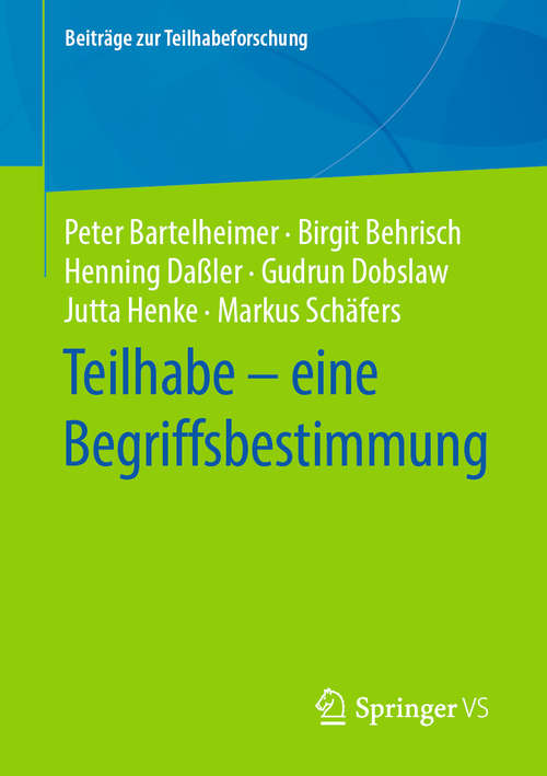 Book cover of Teilhabe – eine Begriffsbestimmung (1. Aufl. 2020) (Beiträge zur Teilhabeforschung)