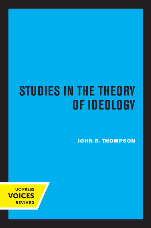 Book cover of Studies in the Theory of Ideology