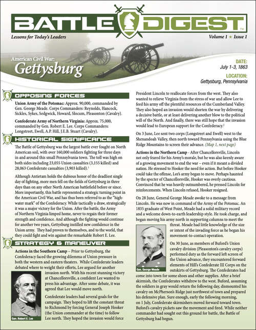 Book cover of Battle Digest: Gettysburg (Battle Digest Series)