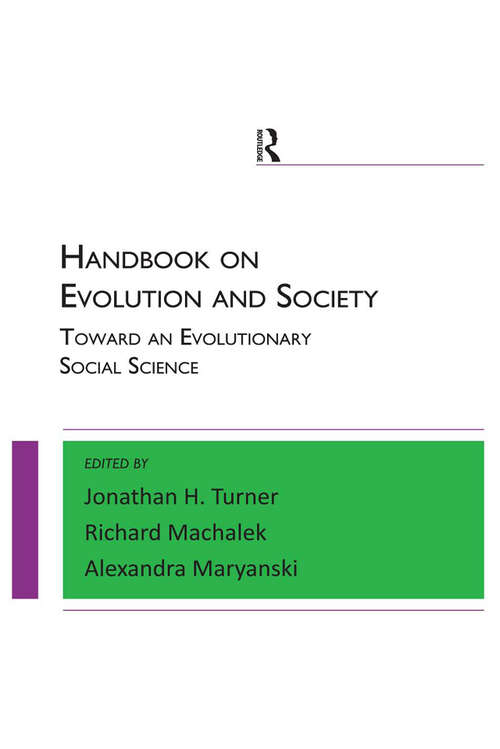 Book cover of Handbook on Evolution and Society: Toward an Evolutionary Social Science