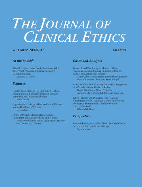 Book cover of The Journal of Clinical Ethics, volume 35 number 3 (Fall 2024)